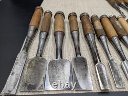 Japanese Chisel Nomi Carpenter Tool Set of 18 Hand Tool wood working R3064-78