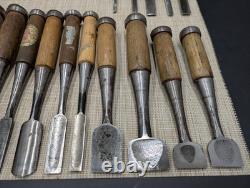 Japanese Chisel Nomi Carpenter Tool Set of 18 Hand Tool wood working R3064-78