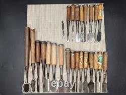 Japanese Chisel Nomi Carpenter Tool Set of 25 Hand Tool wood working R3111