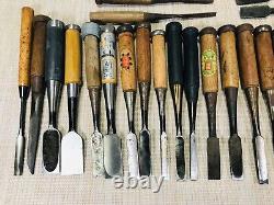 Japanese Chisel Nomi Carpenter Tool Set of 30 Hand Tool wood working A1204