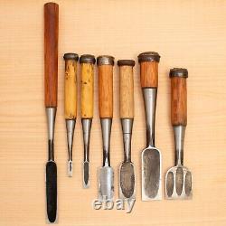 Japanese Chisel Nomi Carpenter Tool Set of 7 Hand Tool wood working #387