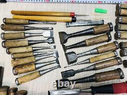Japanese Chisel Nomi Carpenter Tool Set of 76 Hand Tool wood working #555