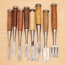 Japanese Chisel Nomi Carpenter Tool Set of 8 Hand Tool wood working #366