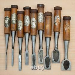 Japanese Chisel Nomi Carpenter Tool Set of 9 Hand Tool wood working #262