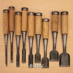 Japanese Chisel Nomi Carpenter Tool Set of 9 Hand Tool wood working #332