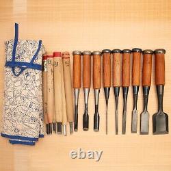 Japanese Chisel Nomi Carpenter Tool Set of 9 Hand Tool wood working #388