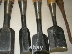 Japanese Chisel Nomi Inscription Vintage Carpentry Tool Set of 23 Woodworking
