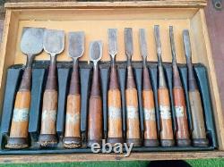 Japanese Chisel Nomi Set 10-Piece Vintage Carpenter Tools for Woodworking & DIY