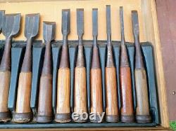 Japanese Chisel Nomi Set 10-Piece Vintage Carpenter Tools for Woodworking & DIY