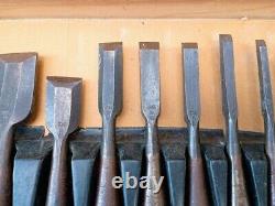 Japanese Chisel Nomi Set 10-Piece Vintage Carpenter Tools for Woodworking & DIY