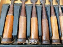 Japanese Chisel Nomi Set 10-Piece Vintage Carpenter Tools for Woodworking & DIY