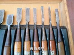 Japanese Chisel Nomi Set 10-Piece Vintage Carpenter Tools for Woodworking & DIY