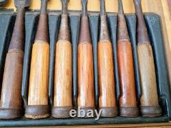 Japanese Chisel Nomi Set 10-Piece Vintage Carpenter Tools for Woodworking & DIY