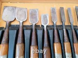 Japanese Chisel Nomi Set 10-Piece Vintage Carpenter Tools for Woodworking & DIY