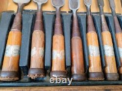 Japanese Chisel Nomi Set 10-Piece Vintage Carpenter Tools for Woodworking & DIY