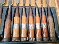 Japanese Chisel Nomi Set 10-Piece Vintage Carpenter Tools for Woodworking & DIY