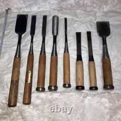 Japanese Chisel Nomi Set of 8 Chiyomitsu Zensaku Woodworking Tools