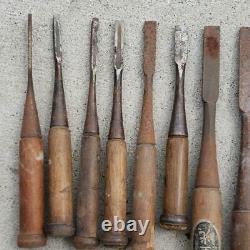 Japanese Chisel Nomi Vintage Carpentry Tool Set of 13 DIY Woodworking
