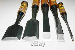 Japanese Chisel Nomi Vintage Woodworking Blade 3,15,18,36,42 mm Set of five