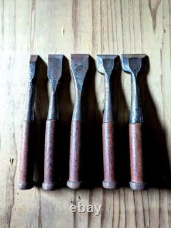 Japanese Chisel Set 5pcs Nomi Woodworking Carpenter Tool Vintage Used