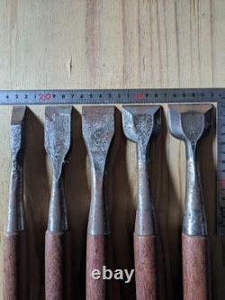 Japanese Chisel Set 5pcs Nomi Woodworking Carpenter Tool Vintage Used