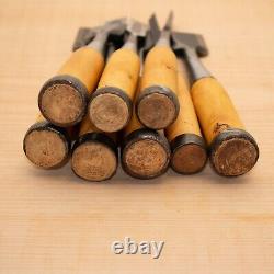 Japanese Chisel Shigesada Set of 8 Hand Tool wood working #538