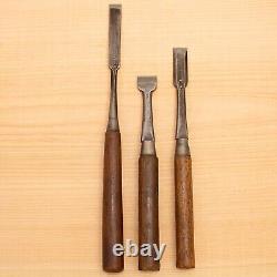 Japanese Chisel Tsuki Nomi Carpenter Tool Set of 3 Hand Tool wood working #412