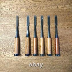 Japanese Chisels NOMI Vintage 6pcs Set Hidemaru used Pro Carpenter Tools DIY FS