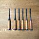 Japanese Chisels NOMI Vintage 6pcs Set Hidemaru used Pro Carpenter Tools DIY FS