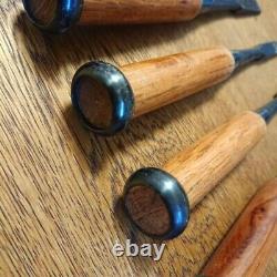 Japanese Chisels NOMI Vintage 6pcs Set Hidemaru used Pro Carpenter Tools DIY FS