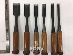 Japanese Chisels NOMI Vintage 6pcs Set used Pro Carpenter tool Woodwork DIY JP
