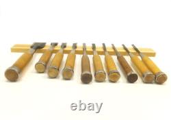 Japanese Famous Chisel Nomi Carpenter Tool Set of 10 Hand Tool wood working
