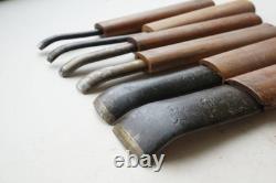 Japanese Maru Nomi Chisel Set 6pcs Carving Tool Woodworking Vintage Carpenter