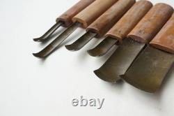 Japanese Maru Nomi Chisel Set 6pcs Carving Tool Woodworking Vintage Carpenter
