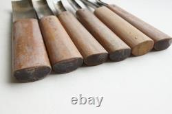 Japanese Maru Nomi Chisel Set 6pcs Carving Tool Woodworking Vintage Carpenter