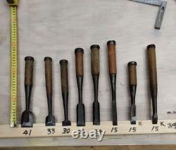 Japanese Nomi Chisel Long Handled Chisels 8pc Set 41 33 30 29 24 15mm Sharpened