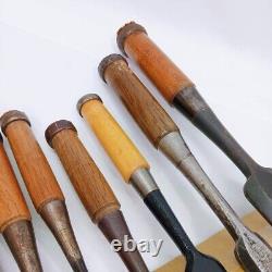 Japanese Nomi Chisel set of 7 HARUNOBU etc 2.9-36.4mm Woodwork From Japan