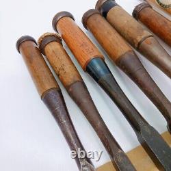 Japanese Nomi Chisel set of 8 KUNITSURU etc 14.6-42.0mm Woodwork From Japan