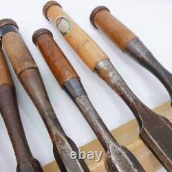 Japanese Nomi Chisel set of 8 KUNITSURU etc 14.6-42.0mm Woodwork From Japan