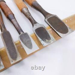 Japanese Nomi Chisel set of 8 KUNITSURU etc 14.6-42.0mm Woodwork From Japan