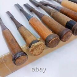 Japanese Nomi Chisel set of 8 KUNITSURU etc 14.6-42.0mm Woodwork From Japan