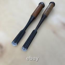 Japanese Out Cannel Gouge Soto Maru Nomi Set of 2 18mm 15mm Hirosada Sharpened