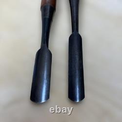 Japanese Out Cannel Gouge Soto Maru Nomi Set of 2 18mm 15mm Hirosada Sharpened