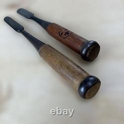 Japanese Out Cannel Gouge Soto Maru Nomi Set of 2 18mm 15mm Hirosada Sharpened