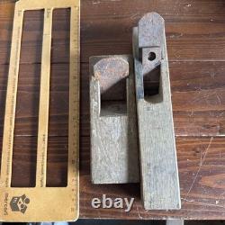 Japanese Specialty Kanna Hand Plane Lot of 2 Wooden Body Woodworking Tools Used