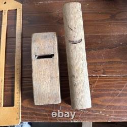 Japanese Specialty Kanna Hand Plane Lot of 2 Wooden Body Woodworking Tools Used