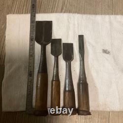 Japanese Tataki Nomi Striking Chisel Set of 4 Otsuya Fusakuni Carpenter Chisels