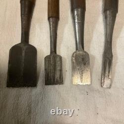 Japanese Tataki Nomi Striking Chisel Set of 4 Otsuya Fusakuni Carpenter Chisels