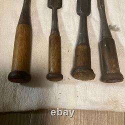 Japanese Tataki Nomi Striking Chisel Set of 4 Otsuya Fusakuni Carpenter Chisels