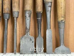Japanese Vintage Carpenter Tool Chisel Nomi Woodworking DIY 11-piece set/ e0c